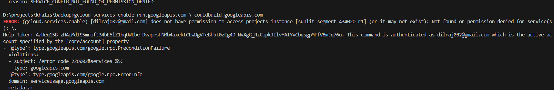 Error message